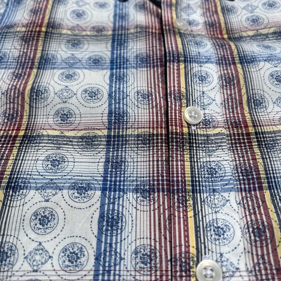 Club Room Shirt Mens Small Short Sleeve Blue Geometric Print Minimal To No Wear - Picture 8 of 9